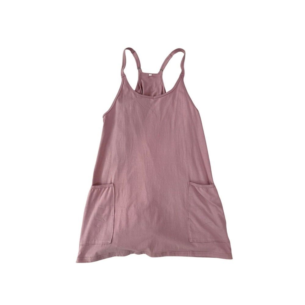 Faleave Womens Summer Sleeveless Mini Dress Athletic Tennis Shorts Mauve XS